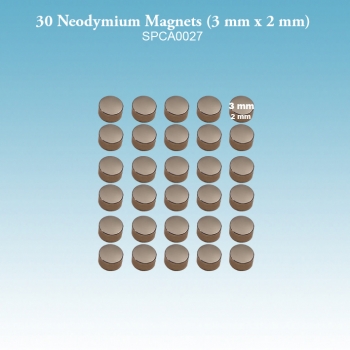 30 Neodymium Magnets (3 mm x 2 mm)